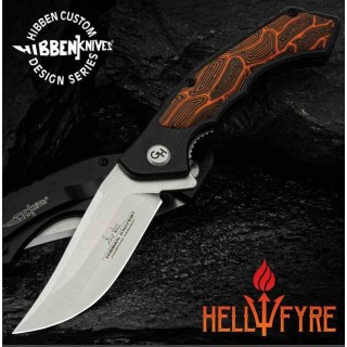Couteau Gil Hibben HellFyre Whirlwind Lame Acier 7Cr17 Upswept Manche Black/Orange Linerlock CLip GH5132 - Livraison Gratuite