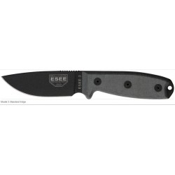 Couteau de Survie Esee Model 3 Standard Edge Carbone 1095 Manche Micarta Etui Zytel Coyote ES3PMMB - Livraison Gratuite