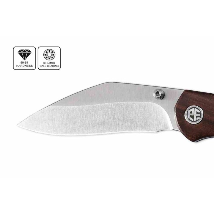 Couteau Petrified Fish Skalor Ironwood Manche Bois Lame Acier 154CM Satin IKBS Lockback Clip PFKE12IWOS - Livraison Gratuite