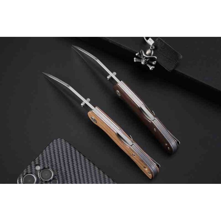 Couteau Petrified Fish Skalor Ironwood Manche Bois Lame Acier 154CM Satin IKBS Lockback Clip PFKE12IWOS - Livraison Gratuite