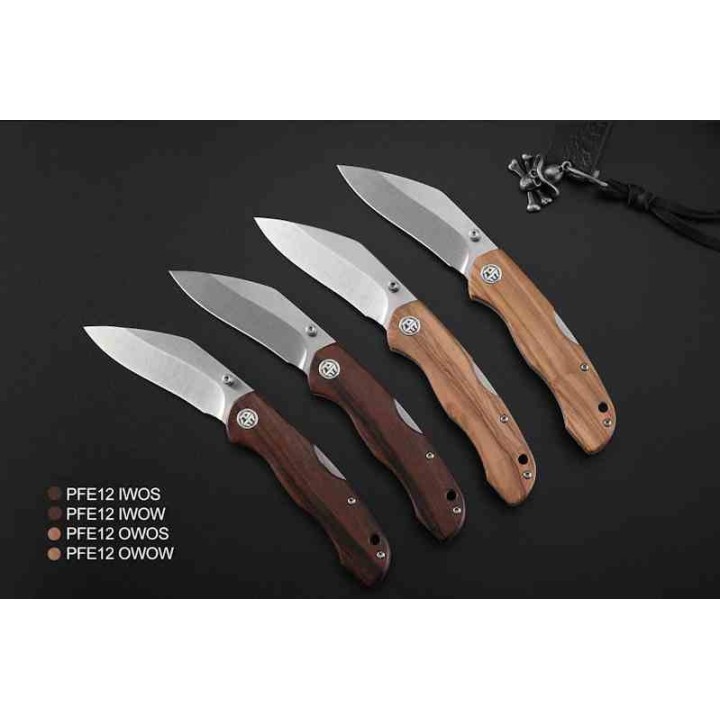 Couteau Petrified Fish Skalor Ironwood Manche Bois Lame Acier 154CM Satin IKBS Lockback Clip PFKE12IWOS - Livraison Gratuite