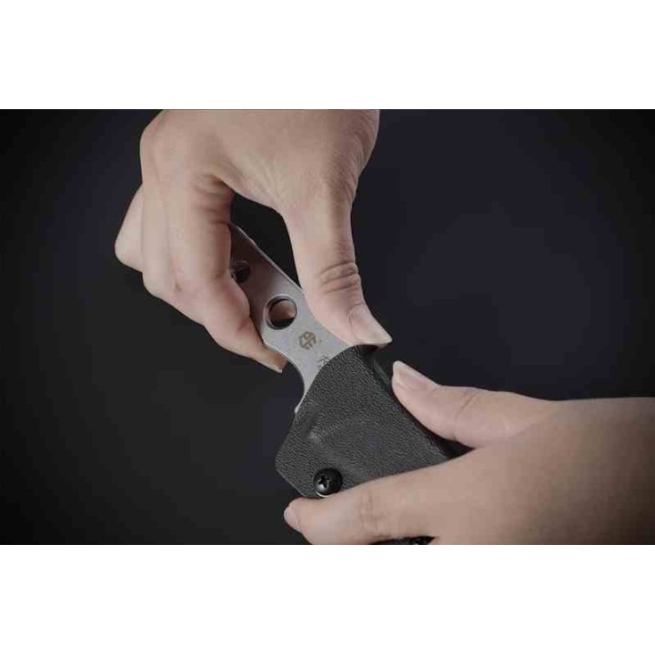 Couteau Petrified Fish Bison Lame Acier 14C28N Gray SW Manche Acier Etui Kydex Tek-Lok Clip PFKE13GAW - Livraison Gratuite