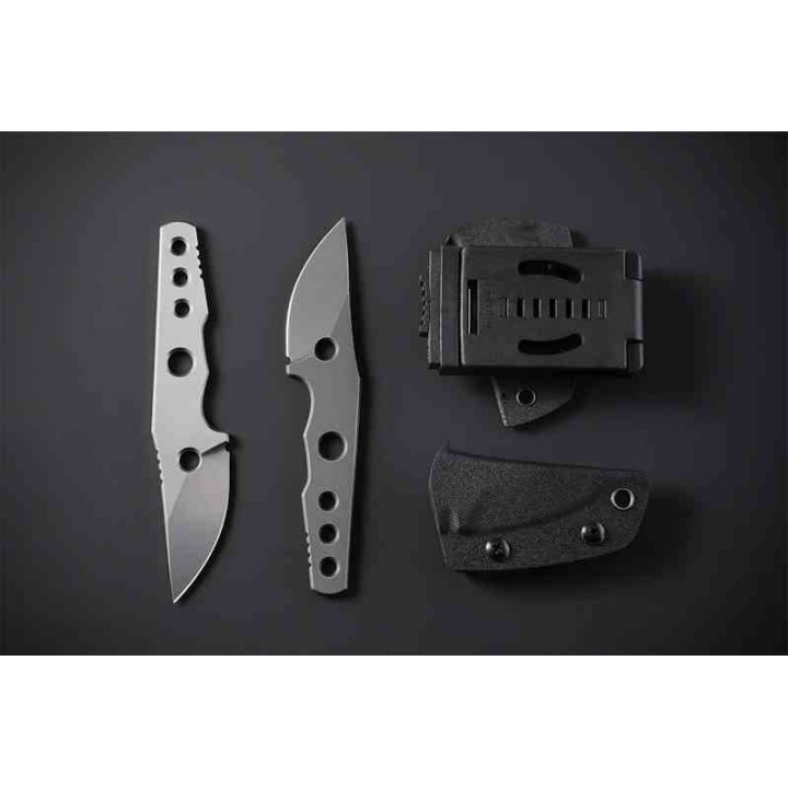 Couteau Petrified Fish Bison Lame Acier 14C28N Gray SW Manche Acier Etui Kydex Tek-Lok Clip PFKE13GAW - Livraison Gratuite