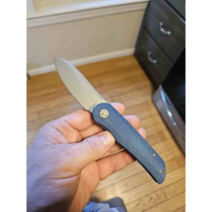 Couteau Petrified Fish ElCamino Blue Manche Micarta Lame Acier N690 SW IKBS Liner Lock Clip PFKE16BMGAW - Livraison Gratuite