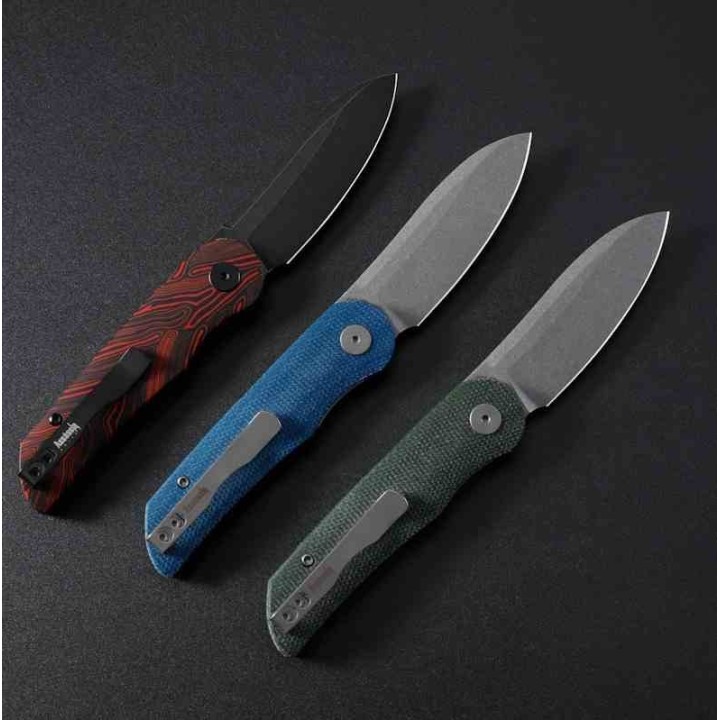 Couteau Petrified Fish ElCamino Blue Manche Micarta Lame Acier N690 SW IKBS Liner Lock Clip PFKE16BMGAW - Livraison Gratuite