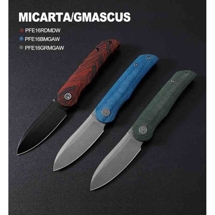 Couteau Petrified Fish ElCamino Blue Manche Micarta Lame Acier N690 SW IKBS Liner Lock Clip PFKE16BMGAW - Livraison Gratuite