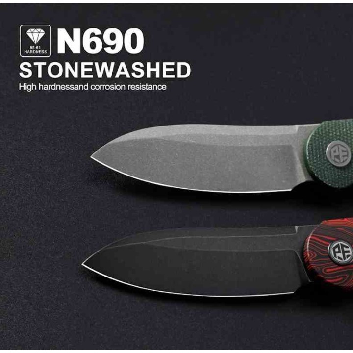 Couteau Petrified Fish ElCamino Green Manche Micarta Lame Acier N690 SW IKBS Liner Lock Clip PFKE16GRMGAW - Livraison Gratuite