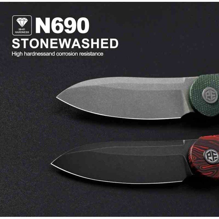 Couteau Petrified Fish ElCamino Black/Red Manche Gmascus Lame Acier N690 IKBS Liner Lock Clip PFKE16RDMDW - Livraison Gratuite