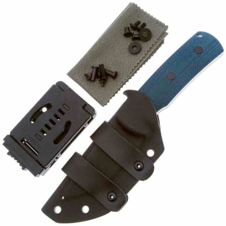 Couteau Petrified Fish Beluga Blue Manche Micarta Lame Satin Acier N690 Etui Kydex Teck Lock PFKP01FBMS - Livraison Gratuite