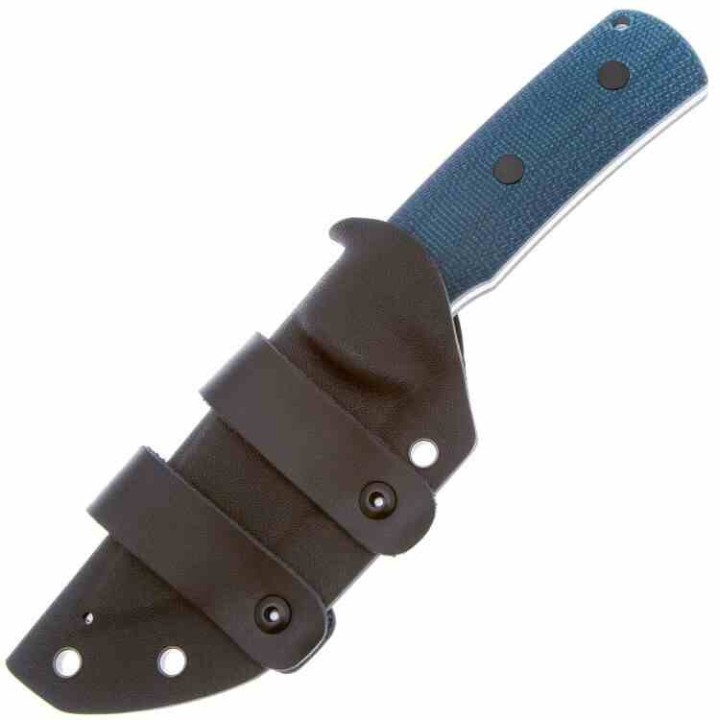 Couteau Petrified Fish Beluga Blue Manche Micarta Lame Satin Acier N690 Etui Kydex Teck Lock PFKP01FBMS - Livraison Gratuite