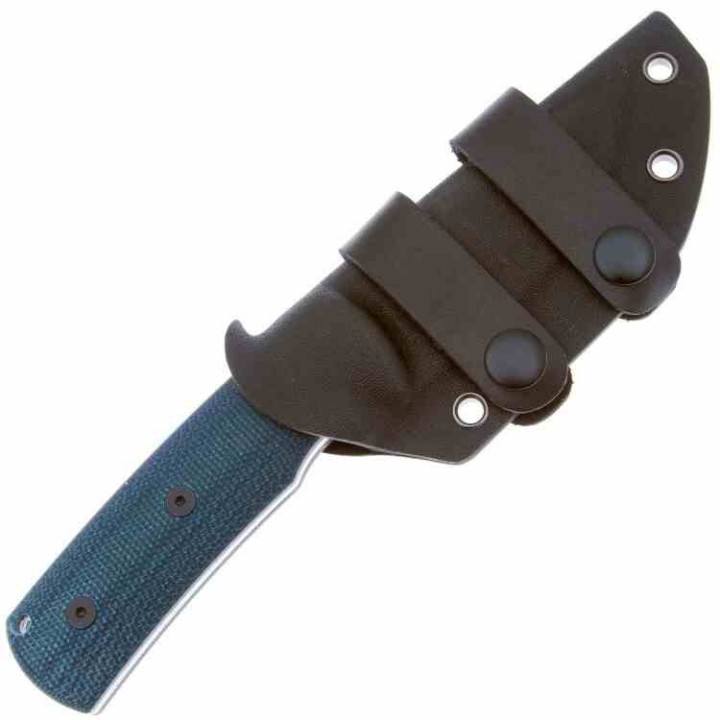 Couteau Petrified Fish Beluga Blue Manche Micarta Lame Satin Acier N690 Etui Kydex Teck Lock PFKP01FBMS - Livraison Gratuite