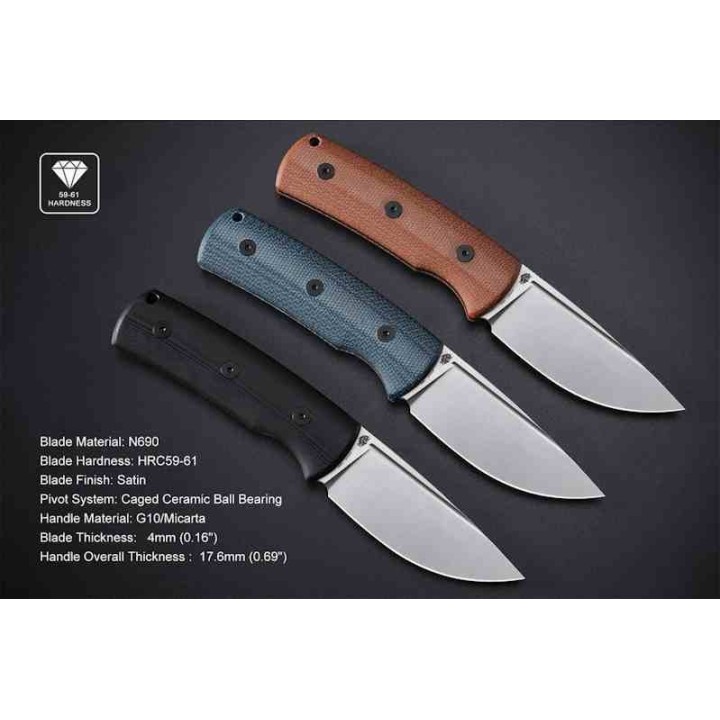 Couteau Petrified Fish Beluga Black Manche G10 Lame Satin Acier N690 Etui Kydex Teck Lock PFKP01FDS - Livraison Gratuite