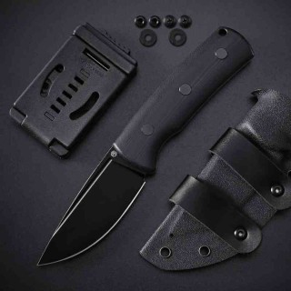 Couteau Petrified Fish Beluga Black Manche G10 Lame Blackwash Acier N690 Etui Kydex Teck Lock PFKP01FDW - Livraison Gratuite