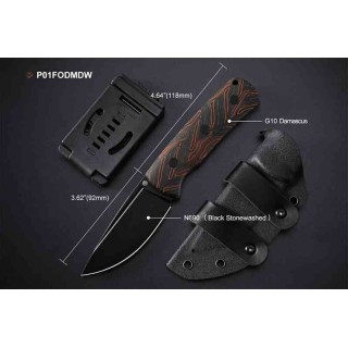 Couteau Petrified Fish Beluga Orange/Black Gmascus Lame Acier N690 Etui Kydex Teck Lock PFKP01FODMDW - Livraison Gratuite
