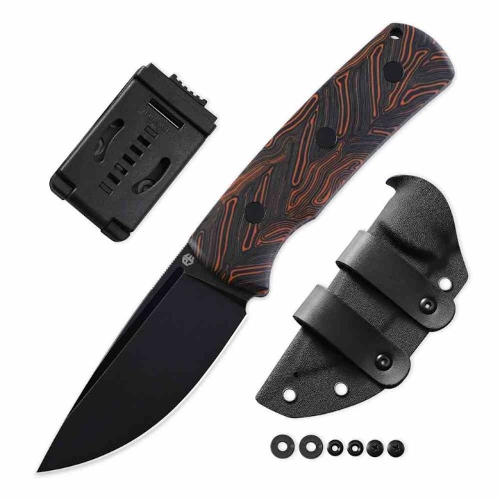 Couteau Petrified Fish Beluga Orange/Black Gmascus Lame Acier N690 Etui Kydex Teck Lock PFKP01FODMDW - Livraison Gratuite