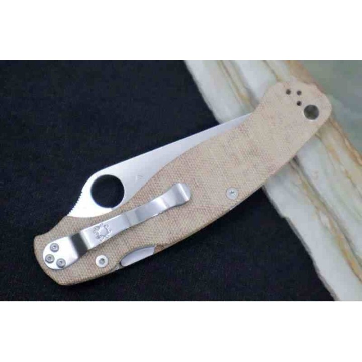 Couteau Spyderco Military 2 Compression Lock Brown Lame Acier CRU-WEAR Manche Micarta USA SC36MPCW2 - Livraison Gratuite