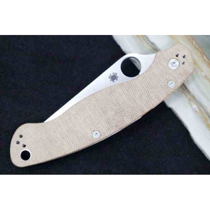 Couteau Spyderco Military 2 Compression Lock Brown Lame Acier CRU-WEAR Manche Micarta USA SC36MPCW2 - Livraison Gratuite