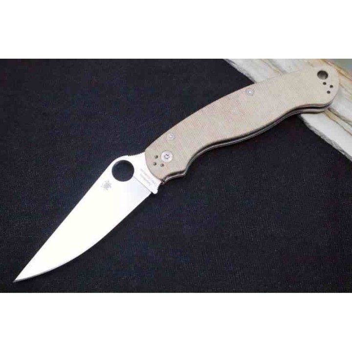 Couteau Spyderco Military 2 Compression Lock Brown Lame Acier CRU-WEAR Manche Micarta USA SC36MPCW2 - Livraison Gratuite