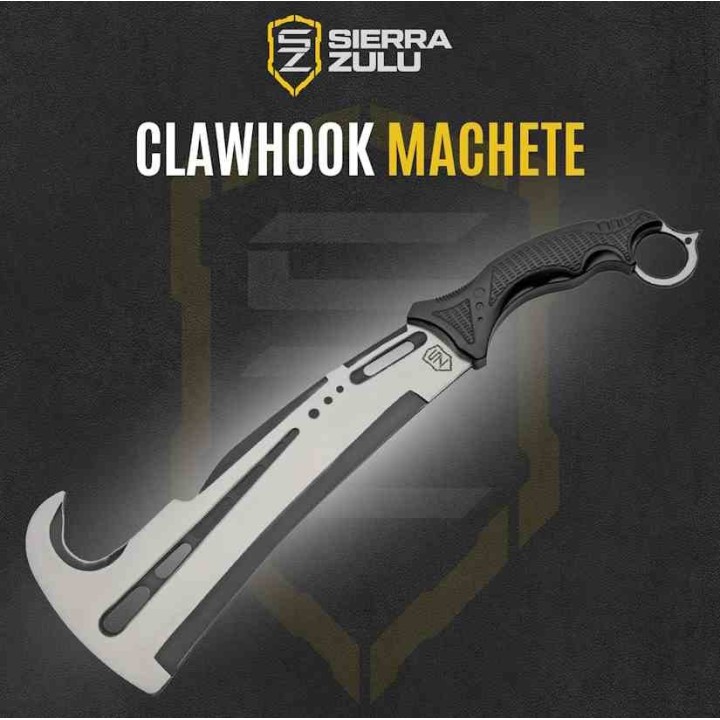 Couteau Sierra Zulu Clawhook Machete Lame Acier 3Cr13 Hook Manche TPR Etui Nylon SZ5601 - Livraison Gratuite