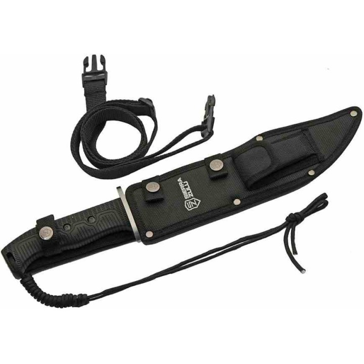 Couteau Sierra Zulu Ballista Lame Clip Point/Sawback 3Cr13 Manche Abs Etui Nylon SZ5603 - Livraison Gratuite