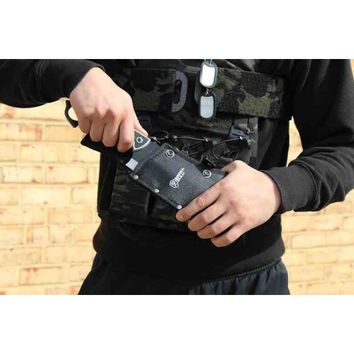 Couteau Couperet Sierra Zulu Bighorn Tactical Cleaver Lame Acier 3cR13 Manche TPR Etui Nylon SZ5607 - Livraison Gratuite