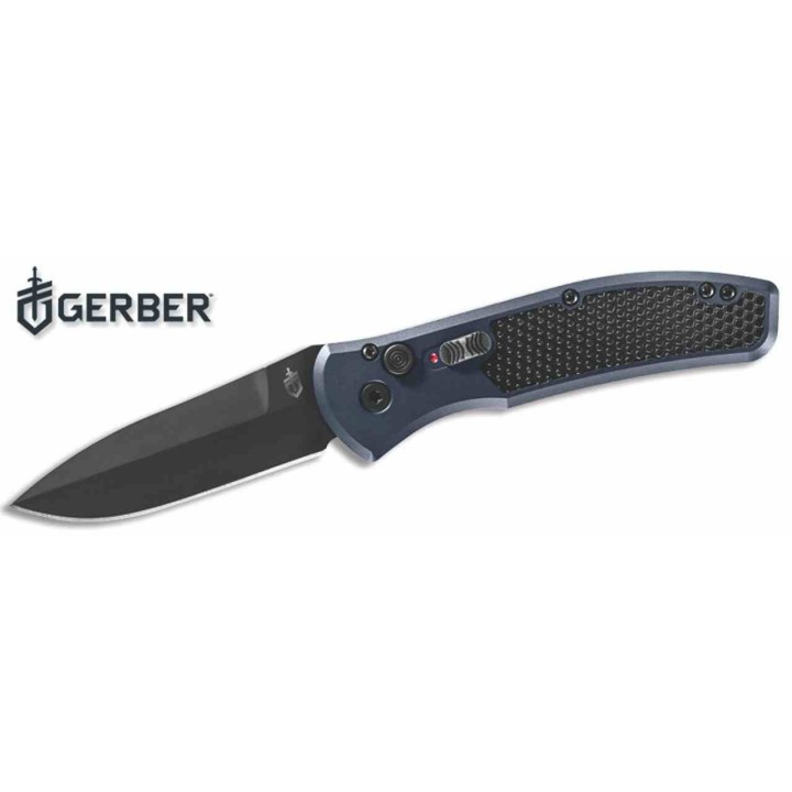 Couteau Automatique Gerber Empower Blue Manche Alu Lame Acier S30V Black Plunge Lock Clip USA G1319 - Livraison Gratuite