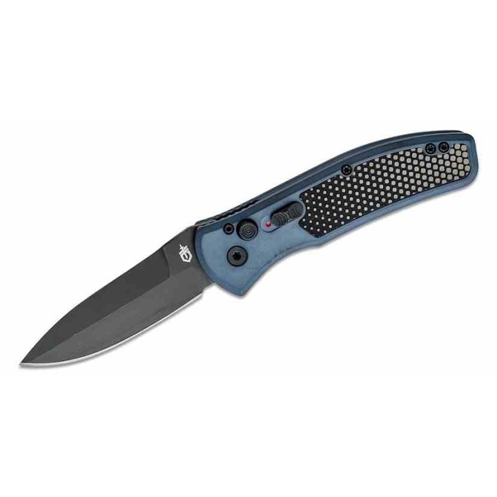 Couteau Automatique Gerber Empower Blue Manche Alu Lame Acier S30V Black Plunge Lock Clip USA G1319 - Livraison Gratuite