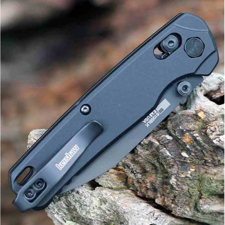 Couteau Kershaw Bel Air Black Lame Acier CPM-MagnaCut BLK Manche 6061-T6 IKBS AXIS Lock Made USA KS6105BLK - Livraison Gratuite
