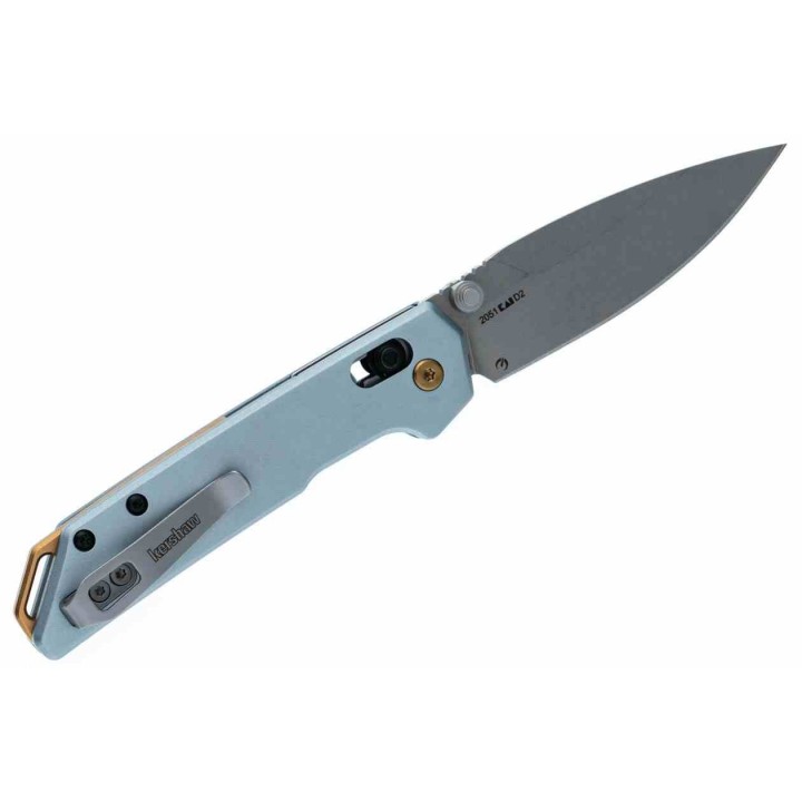 Couteau Kershaw Mini Iridium Blue Manche Alu Lame Spear Point Acier D2 SW IKBS AXIS/Crossbar Lock KS2051 - Livraison Gratuite