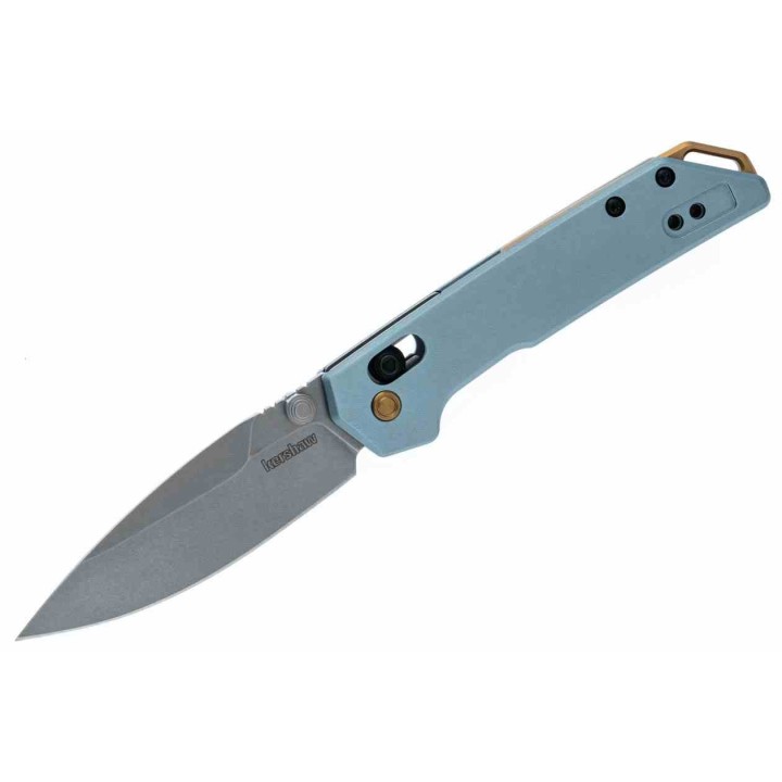 Couteau Kershaw Mini Iridium Blue Manche Alu Lame Spear Point Acier D2 SW IKBS AXIS/Crossbar Lock KS2051 - Livraison Gratuite