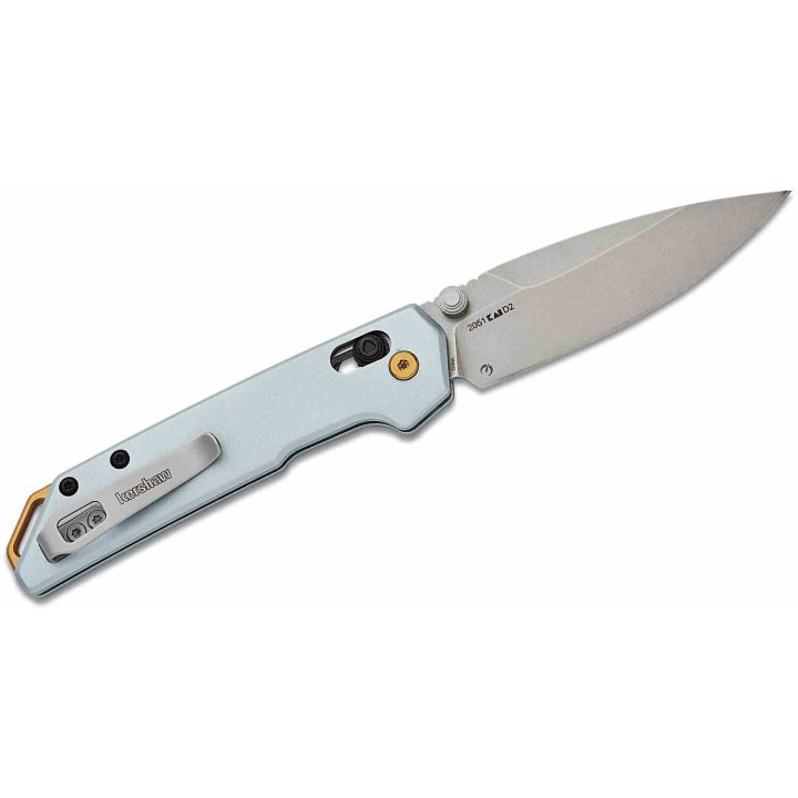 Couteau Kershaw Mini Iridium Blue Manche Alu Lame Spear Point Acier D2 SW IKBS AXIS/Crossbar Lock KS2051 - Livraison Gratuite