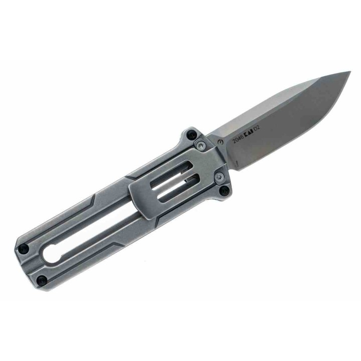Couteau Kershaw Cybernet Manual OTF Lame Acier D2 Spear Point Manche Acier Slide Lock Clip KS2046 - Livraison Gratuite