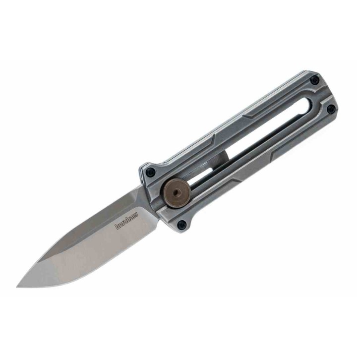 Couteau Kershaw Cybernet Manual OTF Lame Acier D2 Spear Point Manche Acier Slide Lock Clip KS2046 - Livraison Gratuite