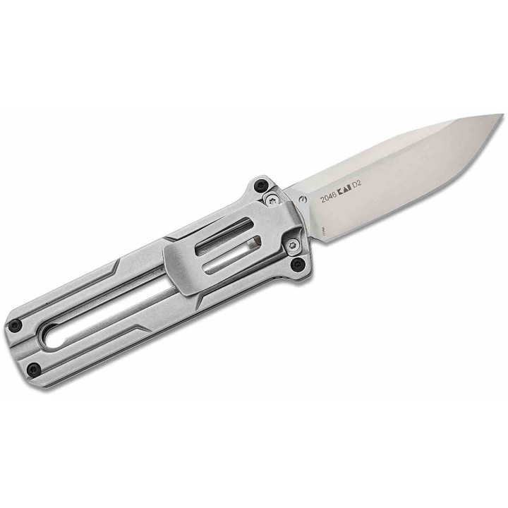 Couteau Kershaw Cybernet Manual OTF Lame Acier D2 Spear Point Manche Acier Slide Lock Clip KS2046 - Livraison Gratuite
