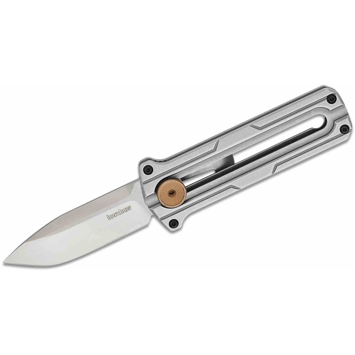 Couteau Kershaw Cybernet Manual OTF Lame Acier D2 Spear Point Manche Acier Slide Lock Clip KS2046 - Livraison Gratuite
