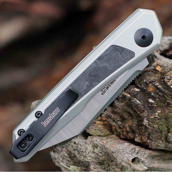 Couteau Automatique Kershaw Launch 20 Lame Acier CPM-MagnaCut Manche Alu/FCarbone Button Lock USA KS7050 - Livraison Gratuite