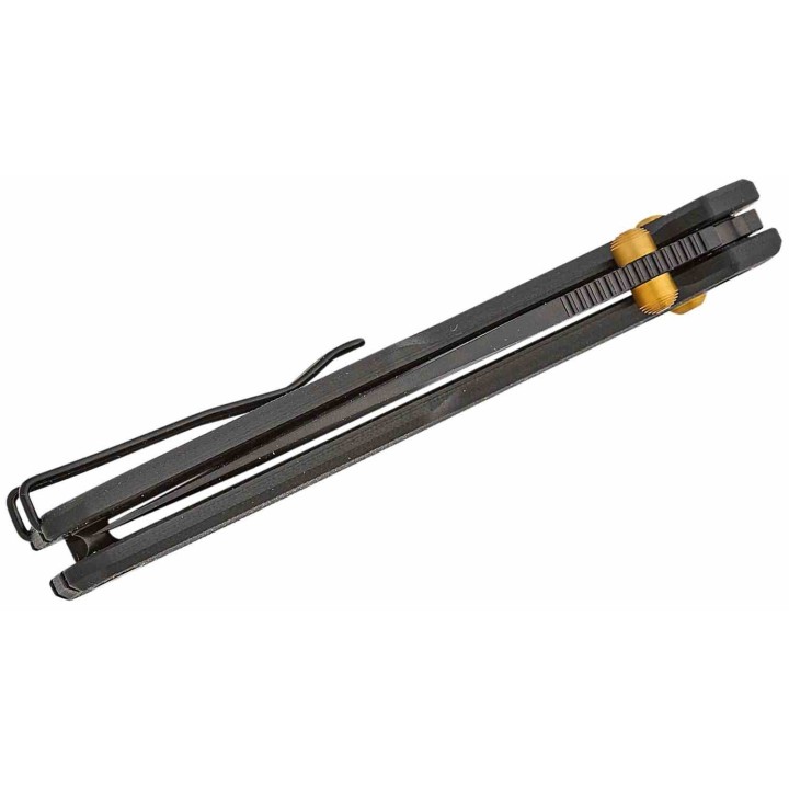 Couteau Real Steel Perix Black/Gold Manche G10 Lame Acier Nitro-V Black Crossbar Lock Clip RS7121BB - Livraison Gratuite