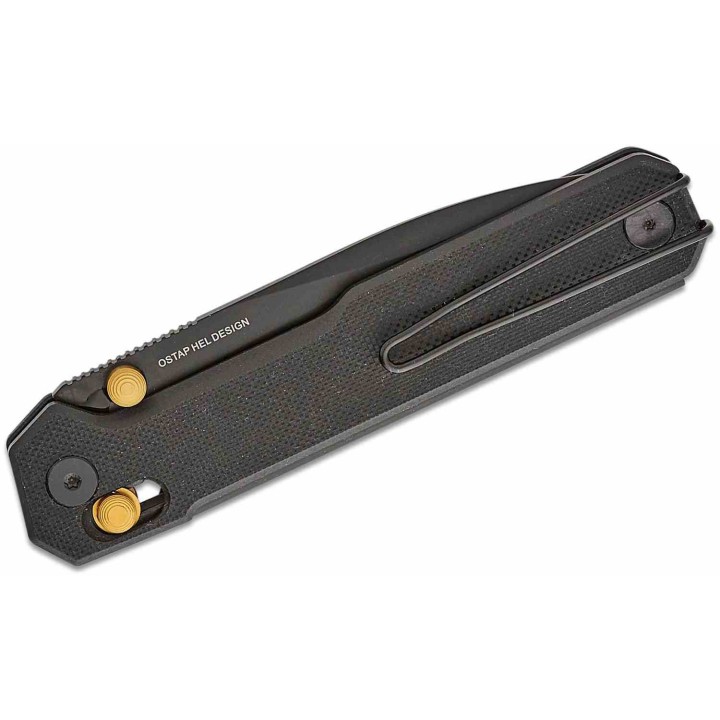 Couteau Real Steel Perix Black/Gold Manche G10 Lame Acier Nitro-V Black Crossbar Lock Clip RS7121BB - Livraison Gratuite