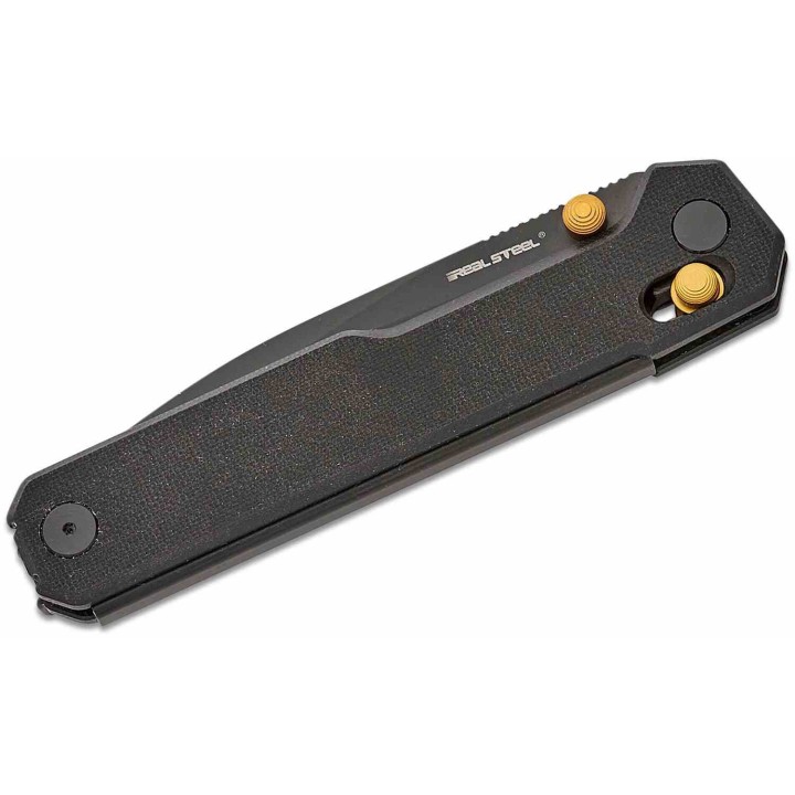 Couteau Real Steel Perix Black/Gold Manche G10 Lame Acier Nitro-V Black Crossbar Lock Clip RS7121BB - Livraison Gratuite