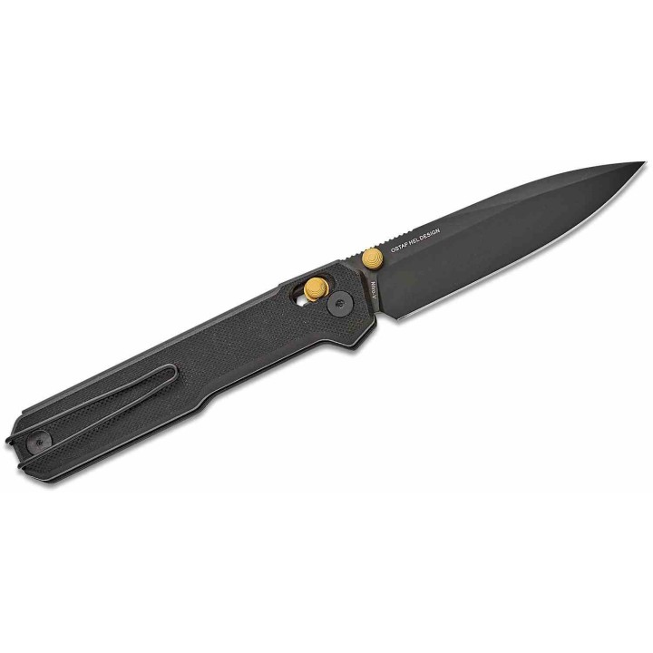 Couteau Real Steel Perix Black/Gold Manche G10 Lame Acier Nitro-V Black Crossbar Lock Clip RS7121BB - Livraison Gratuite