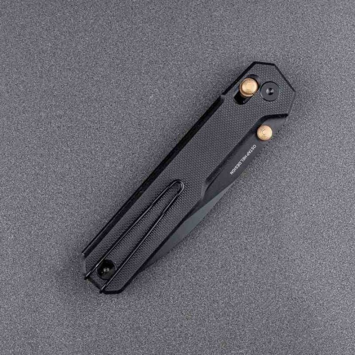 Couteau Real Steel Perix Black/Gold Manche G10 Lame Acier Nitro-V Black Crossbar Lock Clip RS7121BB - Livraison Gratuite