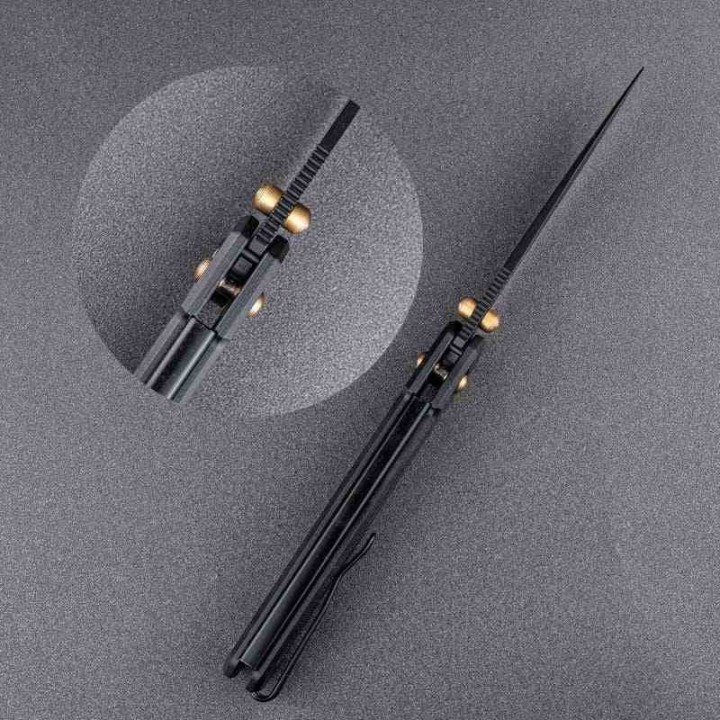 Couteau Real Steel Perix Black/Gold Manche G10 Lame Acier Nitro-V Black Crossbar Lock Clip RS7121BB - Livraison Gratuite