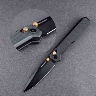 Couteau Real Steel Perix Black/Gold Manche G10 Lame Acier Nitro-V Black Crossbar Lock Clip RS7121BB - Livraison Gratuite