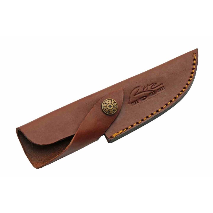 Couteau Damas Celtic Band Hunter Lame 256 Couches Manche Bois Etui Cuir DM1388 - Livraison Gratuite