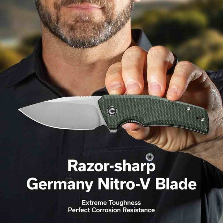 Couteau CIVIVI Regulatron Green Manche Micarta Lame Acier Nitro-V Satin IKBS Linerlock Clip CIVC230062 - Livraison Gratuite