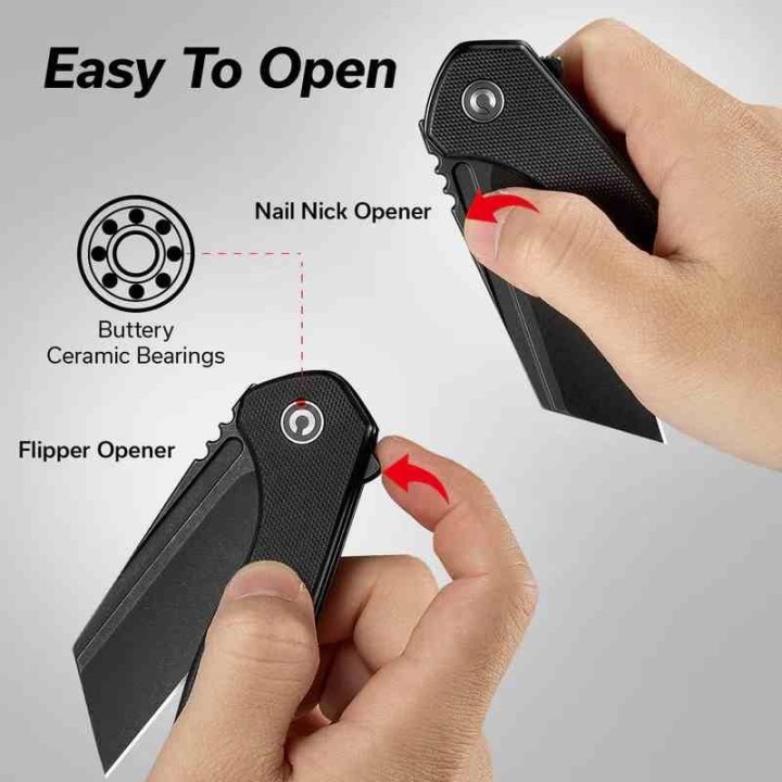 Couteau CIVIVI ExOne Black Manche G10 Lame Tanto Reverse Nitro-V Blk IKBS Linerlock Clip CIVC230361 - Livraison Gratuite