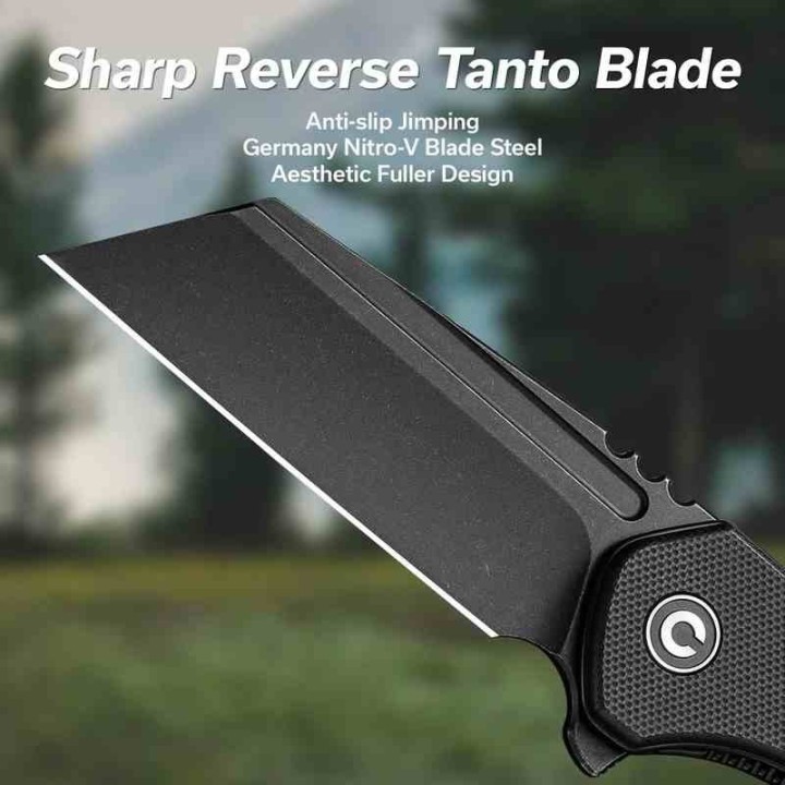 Couteau CIVIVI ExOne Black Manche G10 Lame Tanto Reverse Nitro-V Blk IKBS Linerlock Clip CIVC230361 - Livraison Gratuite