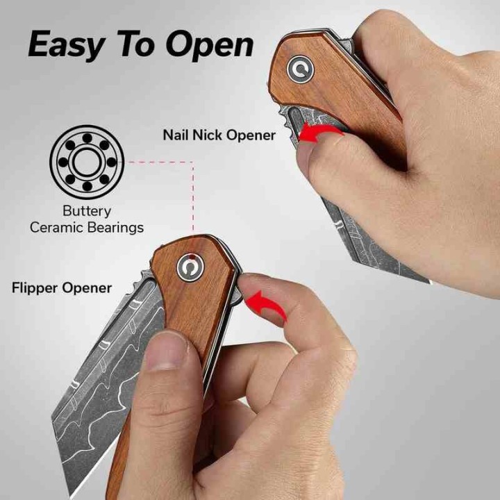 Couteau CIVIVI ExOne Guibourtia Manche Bois Lame Tanto Reverse Damas IKBS Linerlock Clip CIVC23036DS1 - Livraison Gratuite