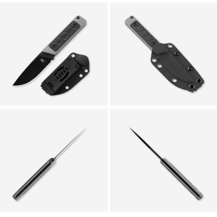 Couteau Kizer Smolt Lame Acier CPM-3V Black Drop Point Manche Gray G10/Micarta Etui Kydex KI1063A1 - Livraison Gratuite