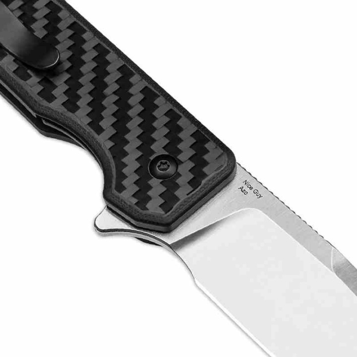 Couteau Kizer Nice Guy Black Manche G10/Carbon Fiber Lame Acier 154CM SW IKBS Linerlock Clip KIV3011C1 - Livraison Gratuite